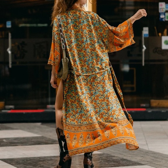 Bohemian Floral Print Kimono Duster - Picture 3 of 9